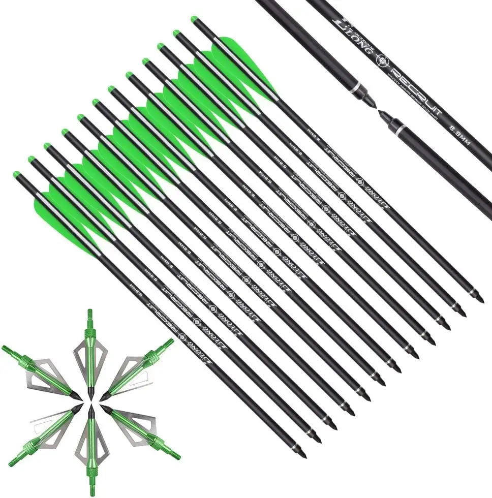 Crossbow Bolt Broadhead - Uzatılmış Arbalet Cıvataları 20 İnç Karbon